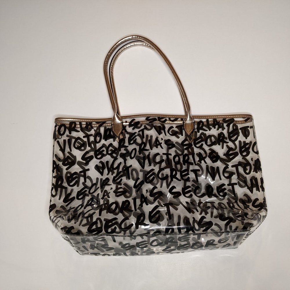 Victoria's Secret Script Logo Clear Plastic Tote